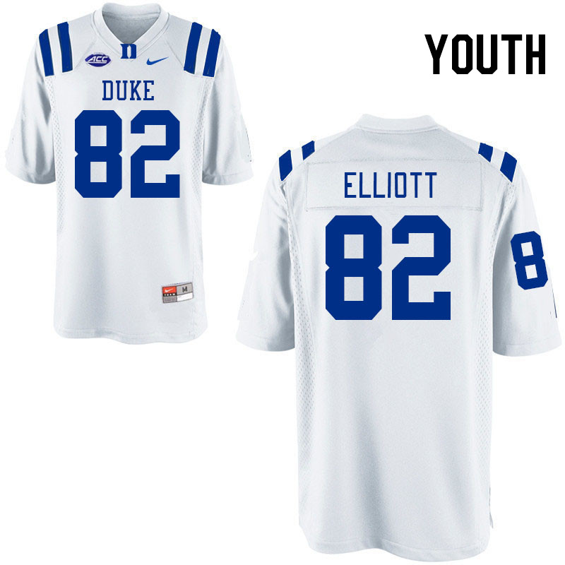 Youth #82 Brett Elliott Duke Blue Devils College Football Jerseys Stitched-White